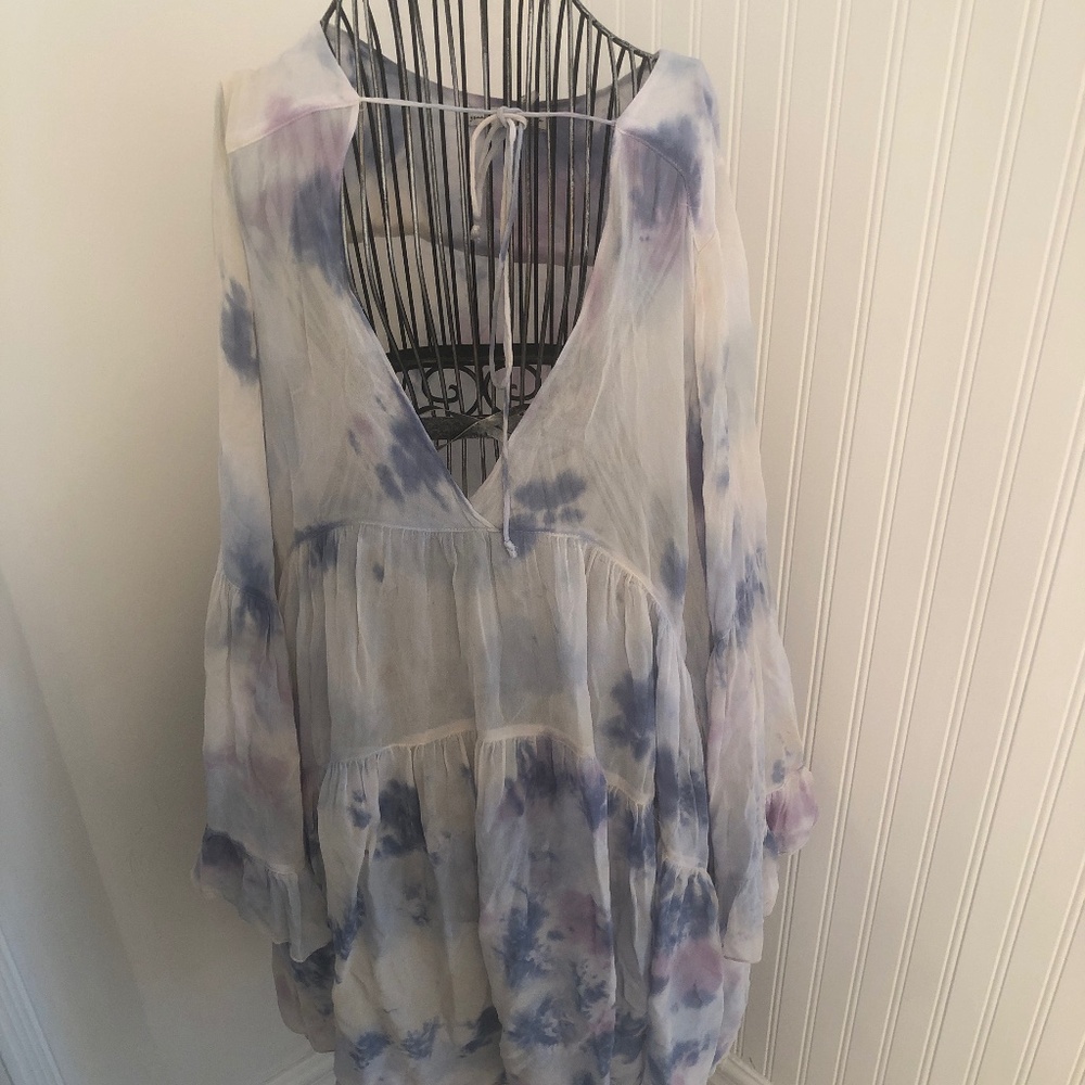 Boho Coastal Sheer Pastel Flowy Oversized Dress